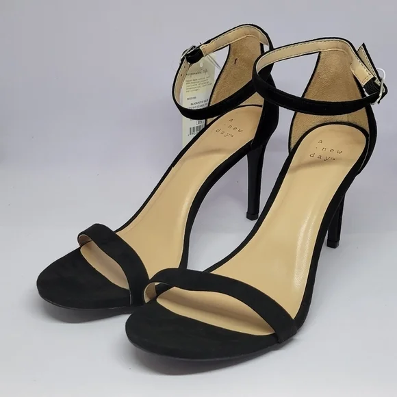 Women's Gillie Microsuede Stiletto Heeled Pump Sandals - A New Day Black 8.5 - Picture 3 of 9
